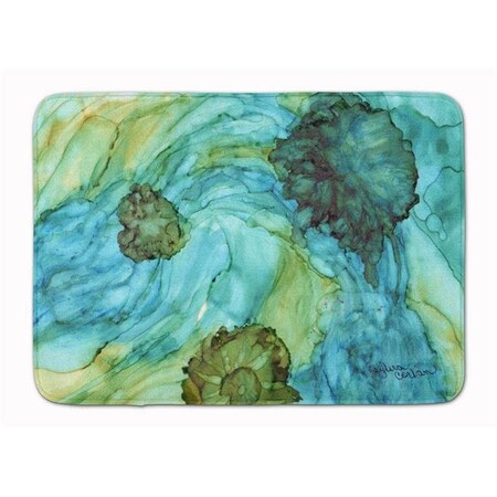 Carolines Treasures Carolines Treasures 8952RUG Abstract in Teal Flowers Machine Washable Memory Foam Mat 8952RUG